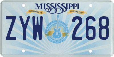 MS license plate ZYW268