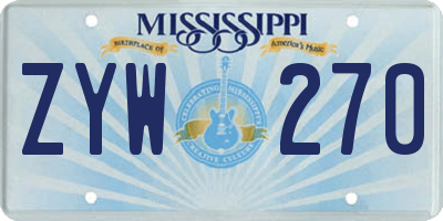 MS license plate ZYW270