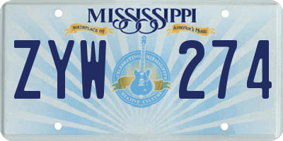 MS license plate ZYW274