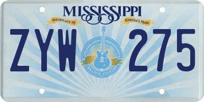 MS license plate ZYW275