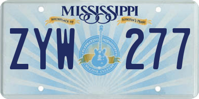 MS license plate ZYW277