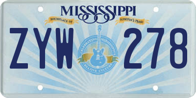 MS license plate ZYW278
