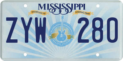 MS license plate ZYW280