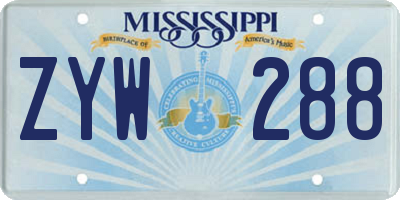 MS license plate ZYW288