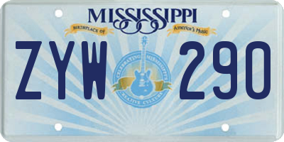 MS license plate ZYW290