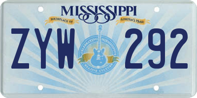 MS license plate ZYW292