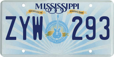 MS license plate ZYW293