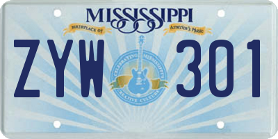 MS license plate ZYW301