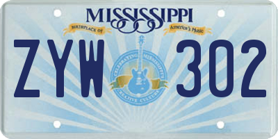MS license plate ZYW302