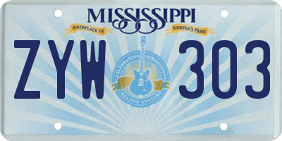 MS license plate ZYW303