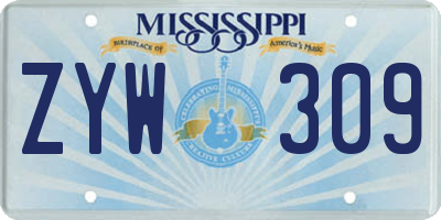 MS license plate ZYW309