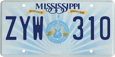 MS license plate ZYW310