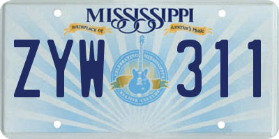 MS license plate ZYW311