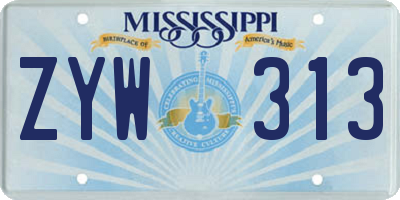 MS license plate ZYW313