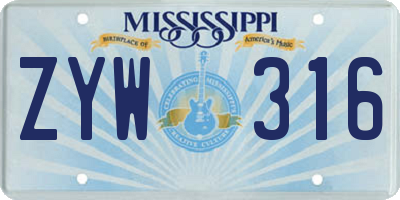 MS license plate ZYW316