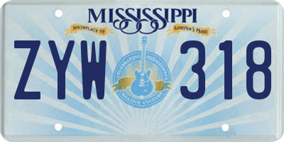 MS license plate ZYW318