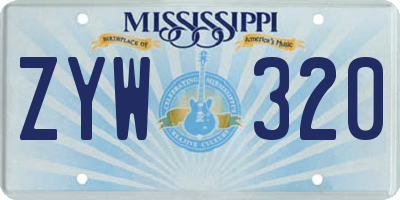 MS license plate ZYW320