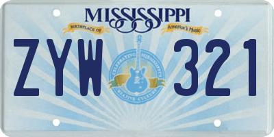 MS license plate ZYW321