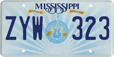 MS license plate ZYW323