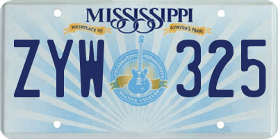 MS license plate ZYW325