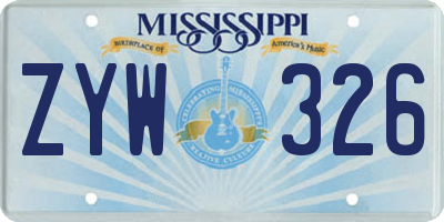 MS license plate ZYW326