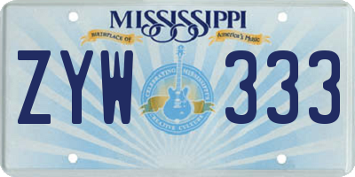 MS license plate ZYW333