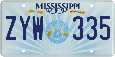 MS license plate ZYW335