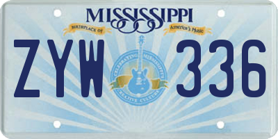 MS license plate ZYW336