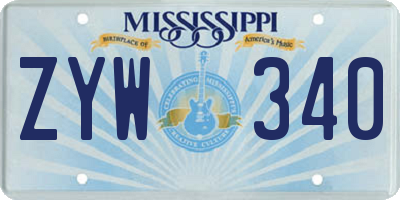 MS license plate ZYW340