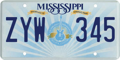 MS license plate ZYW345