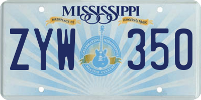 MS license plate ZYW350