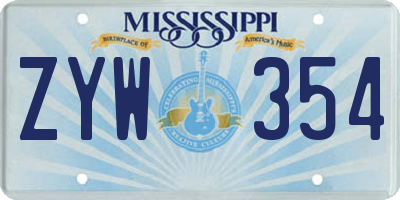MS license plate ZYW354