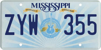 MS license plate ZYW355