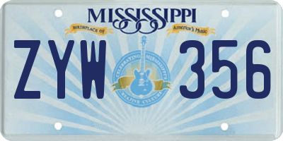 MS license plate ZYW356