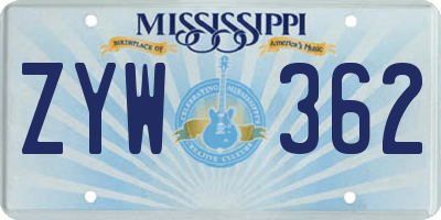 MS license plate ZYW362