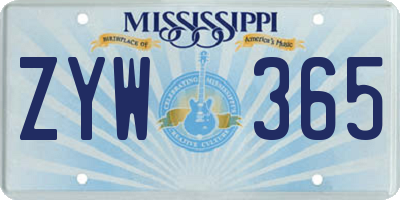 MS license plate ZYW365
