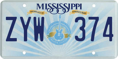 MS license plate ZYW374
