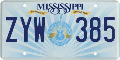MS license plate ZYW385