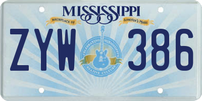 MS license plate ZYW386