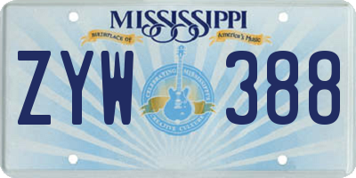 MS license plate ZYW388