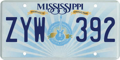 MS license plate ZYW392