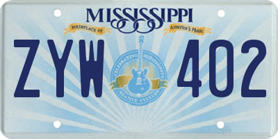 MS license plate ZYW402