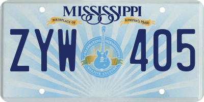 MS license plate ZYW405