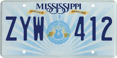 MS license plate ZYW412