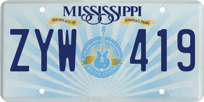 MS license plate ZYW419