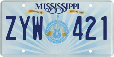 MS license plate ZYW421