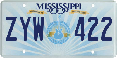 MS license plate ZYW422