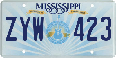 MS license plate ZYW423