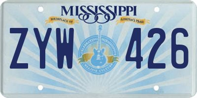 MS license plate ZYW426