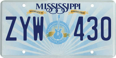 MS license plate ZYW430